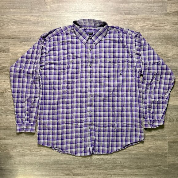 Patagonia Men's Pima Cotton Flannel Shirt - Purple/Grey - Picture 1 of 6